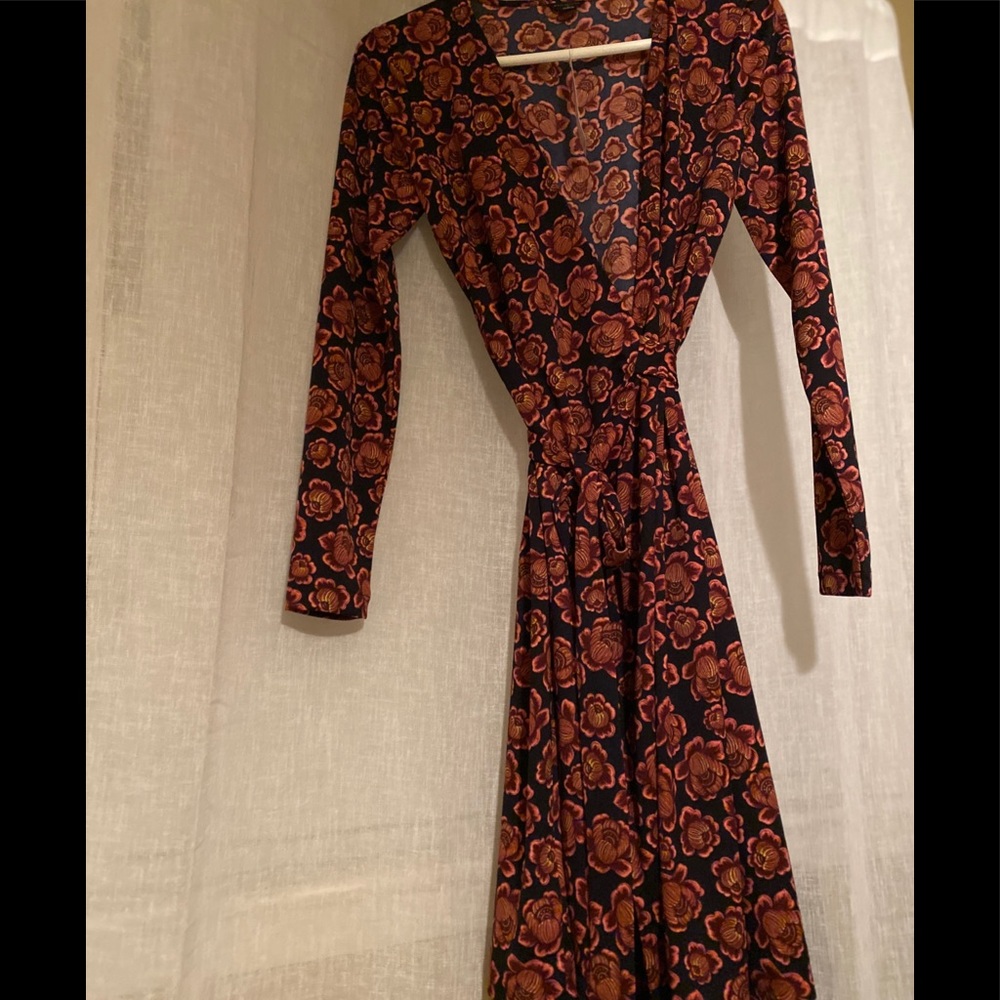 Navy floral wrap dress